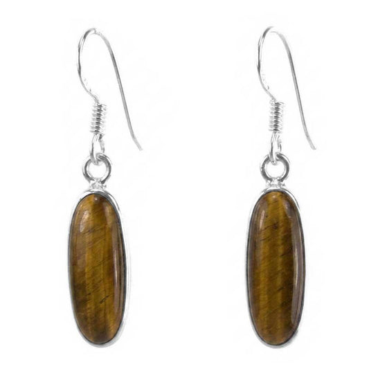 Tiger's eye sterling silver drop earrings