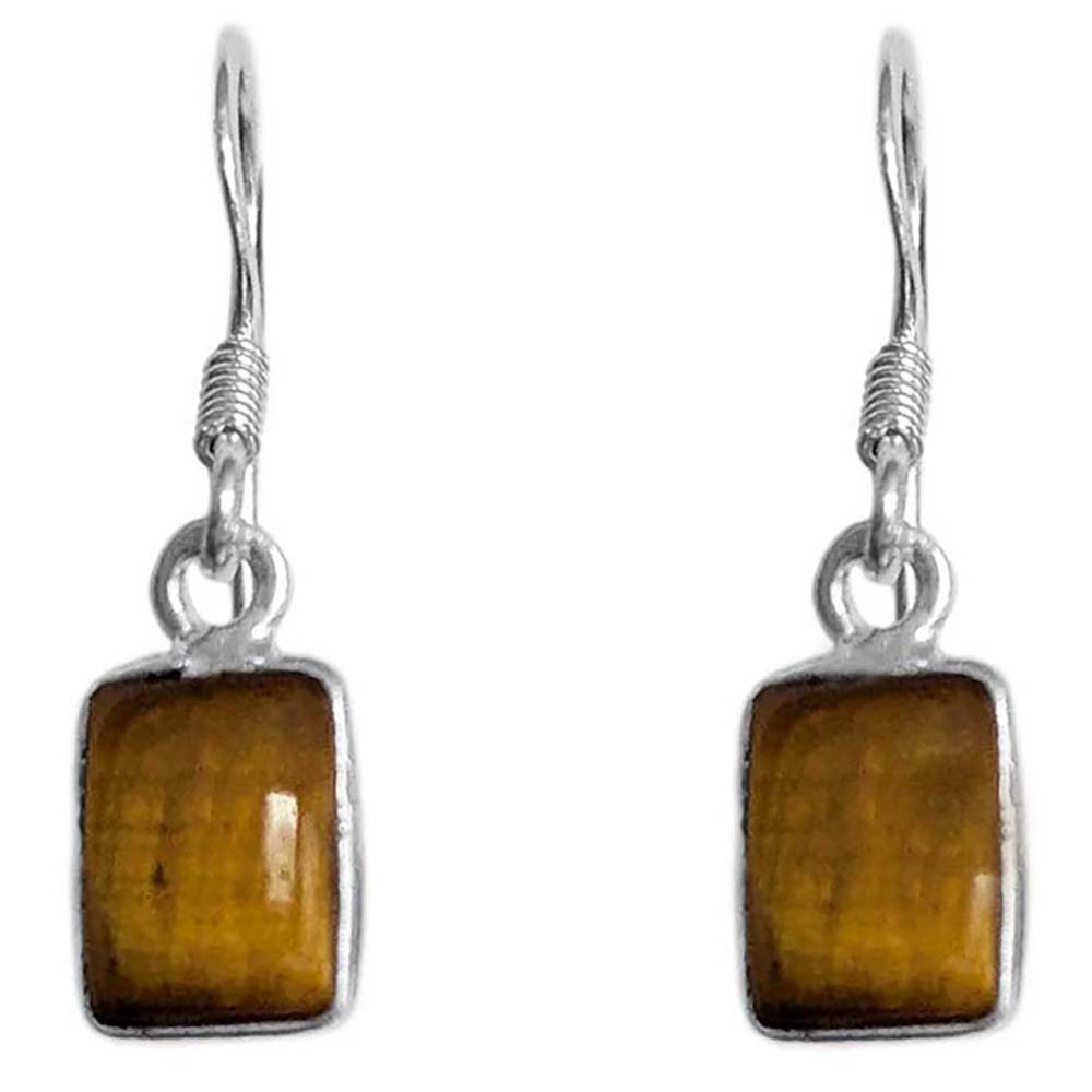 Boucles d’oreilles œil de tigre en argent massif 925