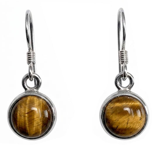 Boucles d’oreilles oeil de tigre en argent massif 925