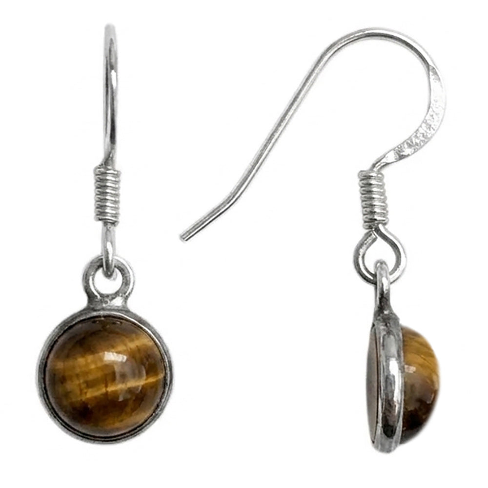 Boucles d’oreilles oeil de tigre en argent massif 925