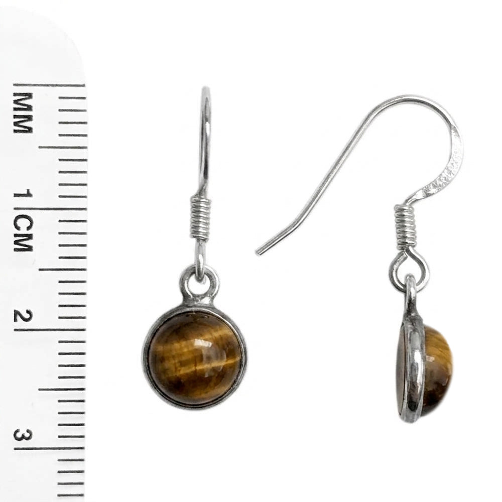 Boucles d’oreilles oeil de tigre en argent massif 925