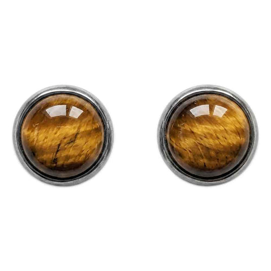 Tiger's eye sterling silver ear studs