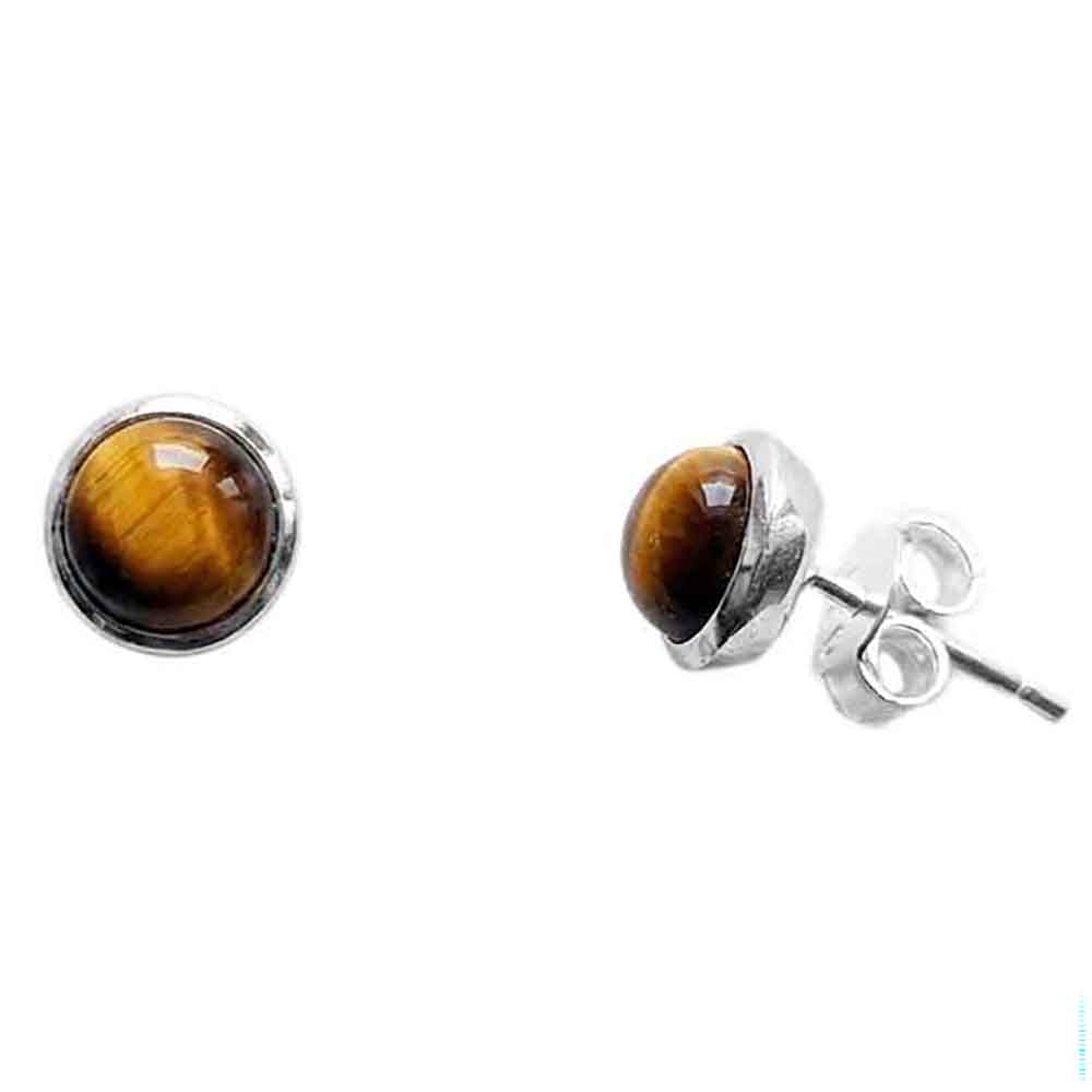 Tiger's eye sterling silver ear studs