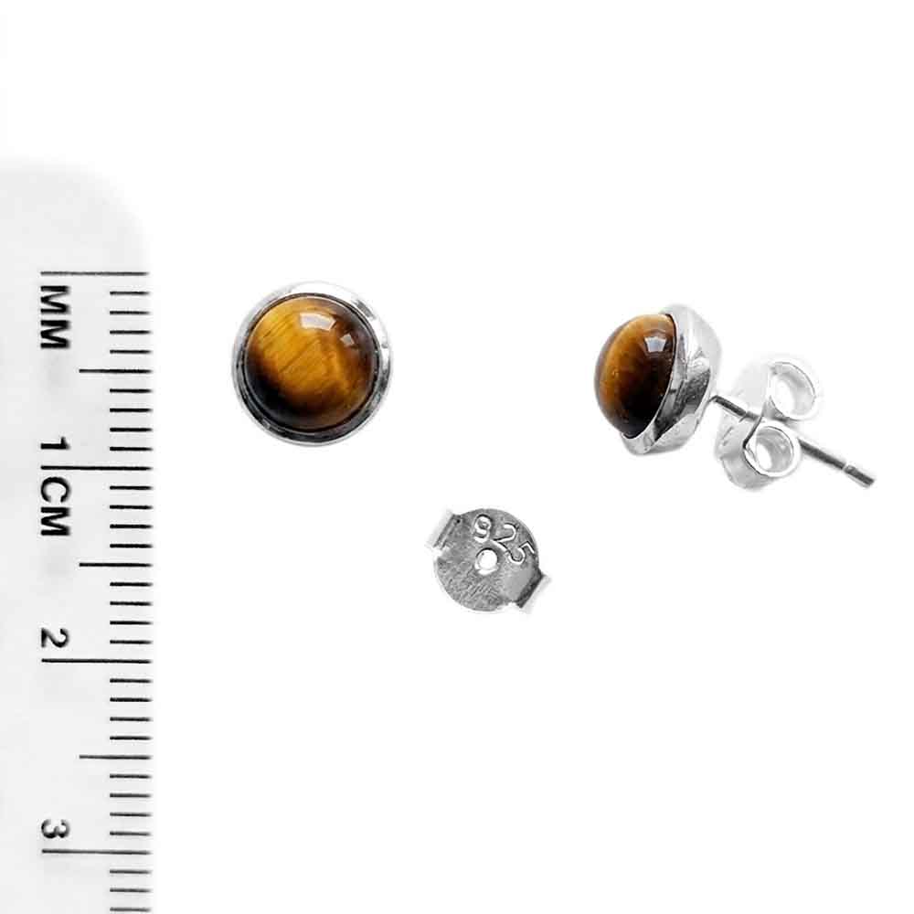 Tiger's eye sterling silver ear studs