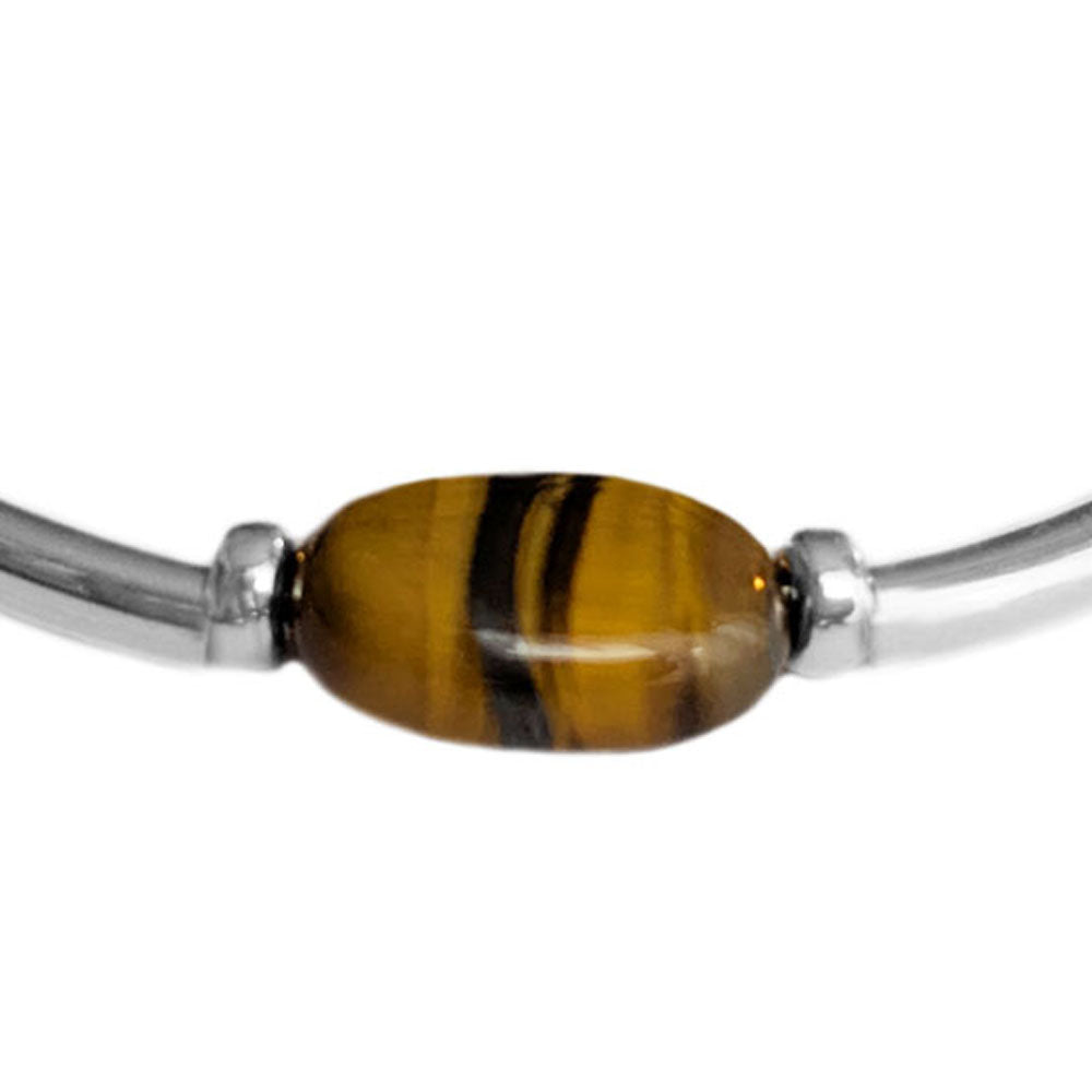 Bracelet œil de tigre en argent massif 925