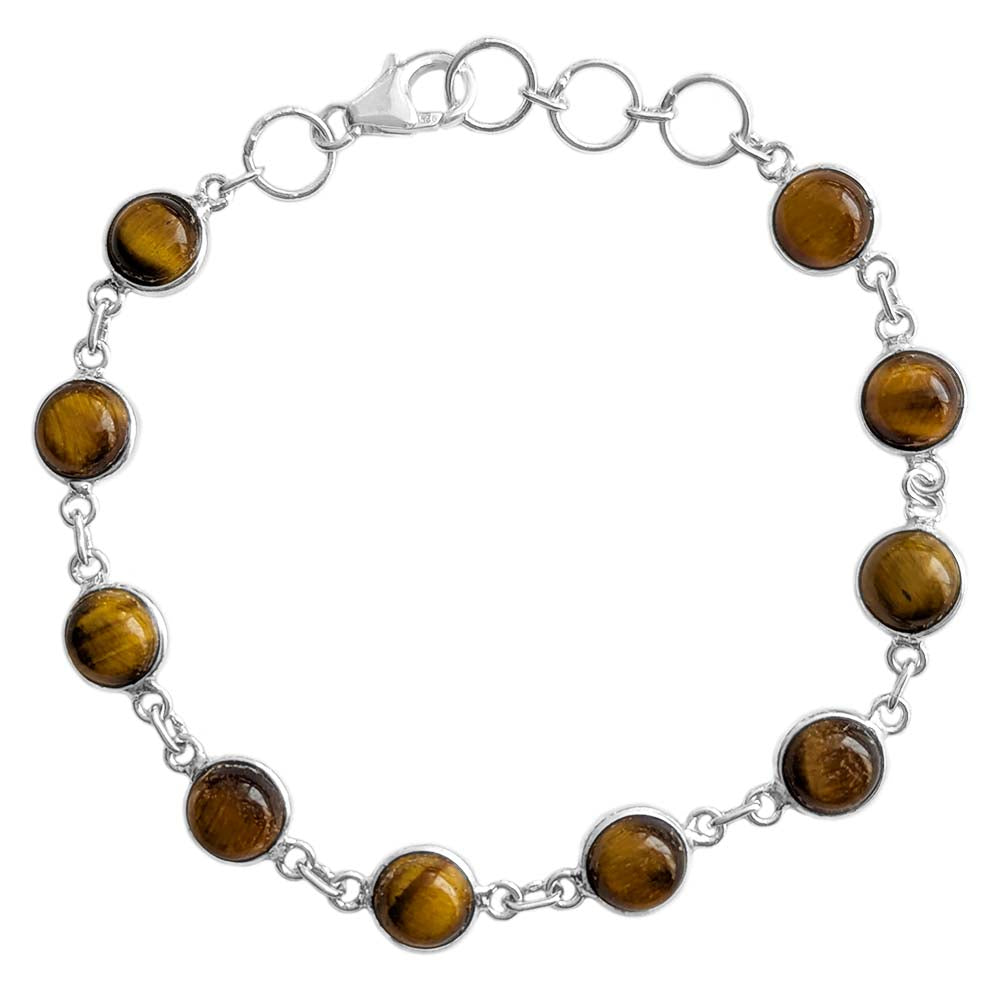 Bracelet œil de tigre en argent massif 925