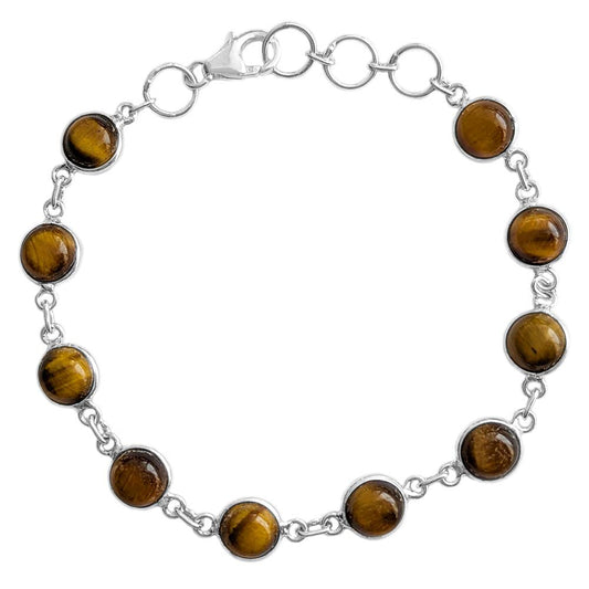 Bracelet œil de tigre en argent massif 925