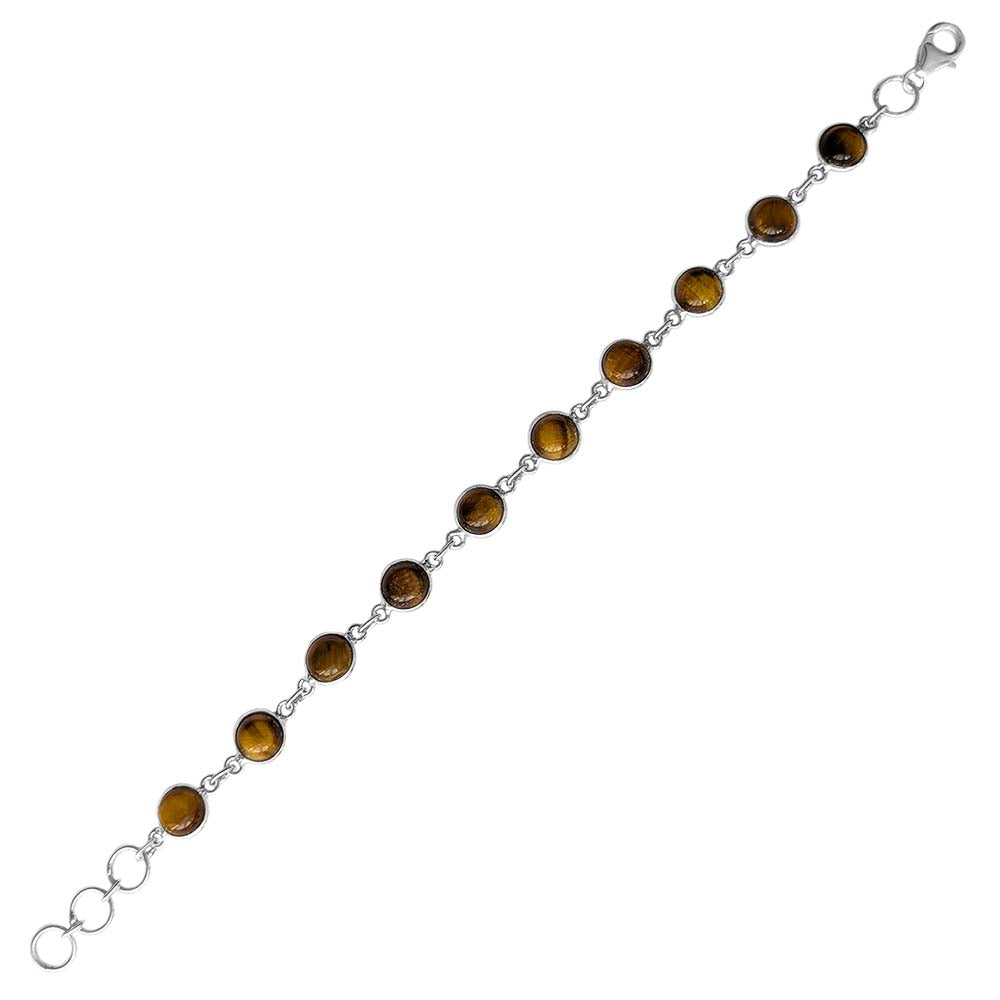 Bracelet œil de tigre en argent massif 925