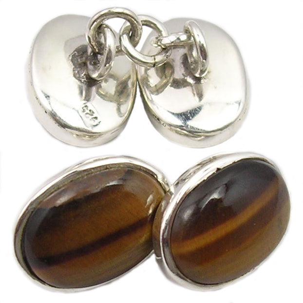 Tiger's eye sterling silver cufflinks