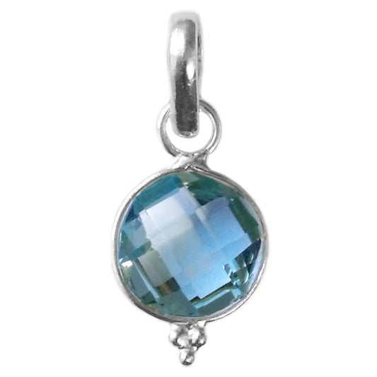 Pendentif topaze bleue en argent massif 925