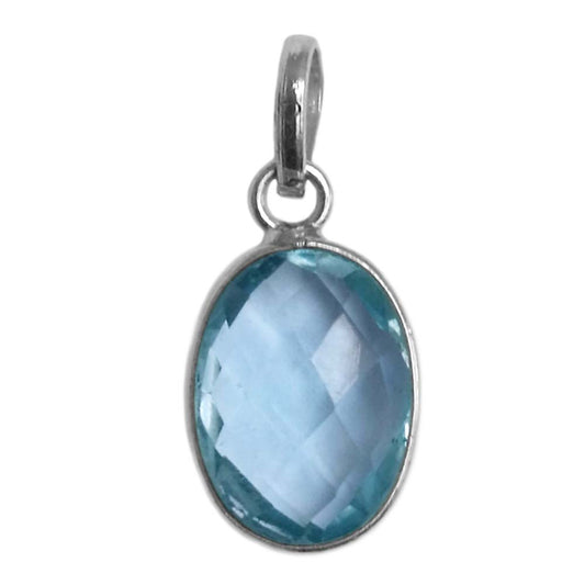 Pendentif topaze bleue en argent massif 925