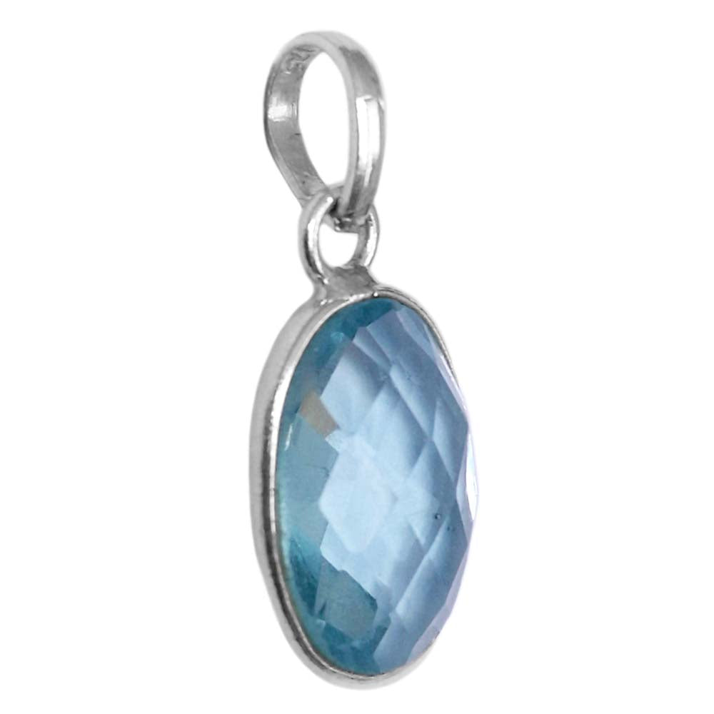 Pendentif topaze bleue en argent massif 925