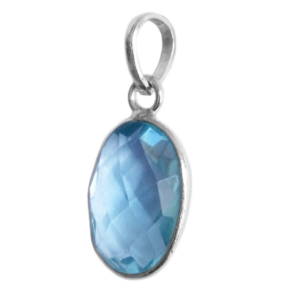 Pendentif topaze bleue en argent massif 925