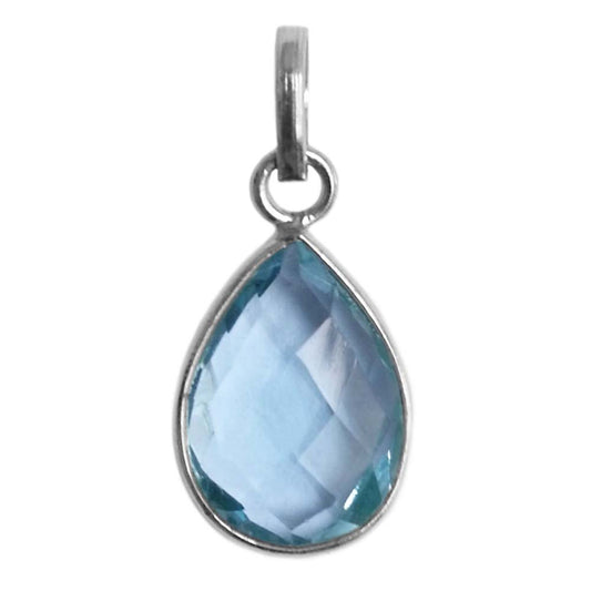 Pendentif topaze bleue en argent massif 925