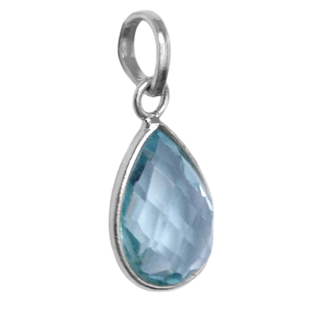 Pendentif topaze bleue en argent massif 925