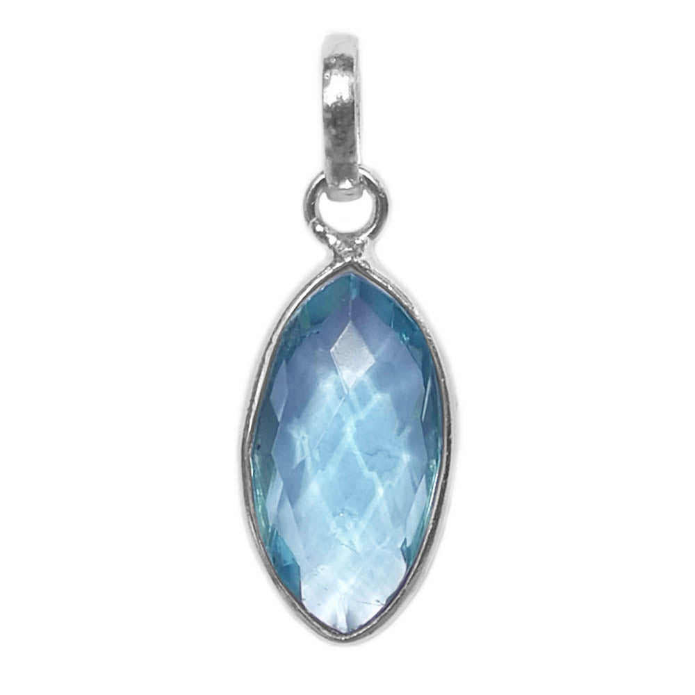 Pendentif topaze bleue en argent massif 925