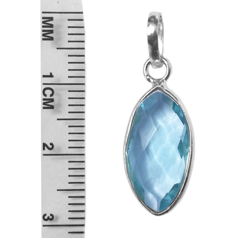 Pendentif topaze bleue en argent massif 925