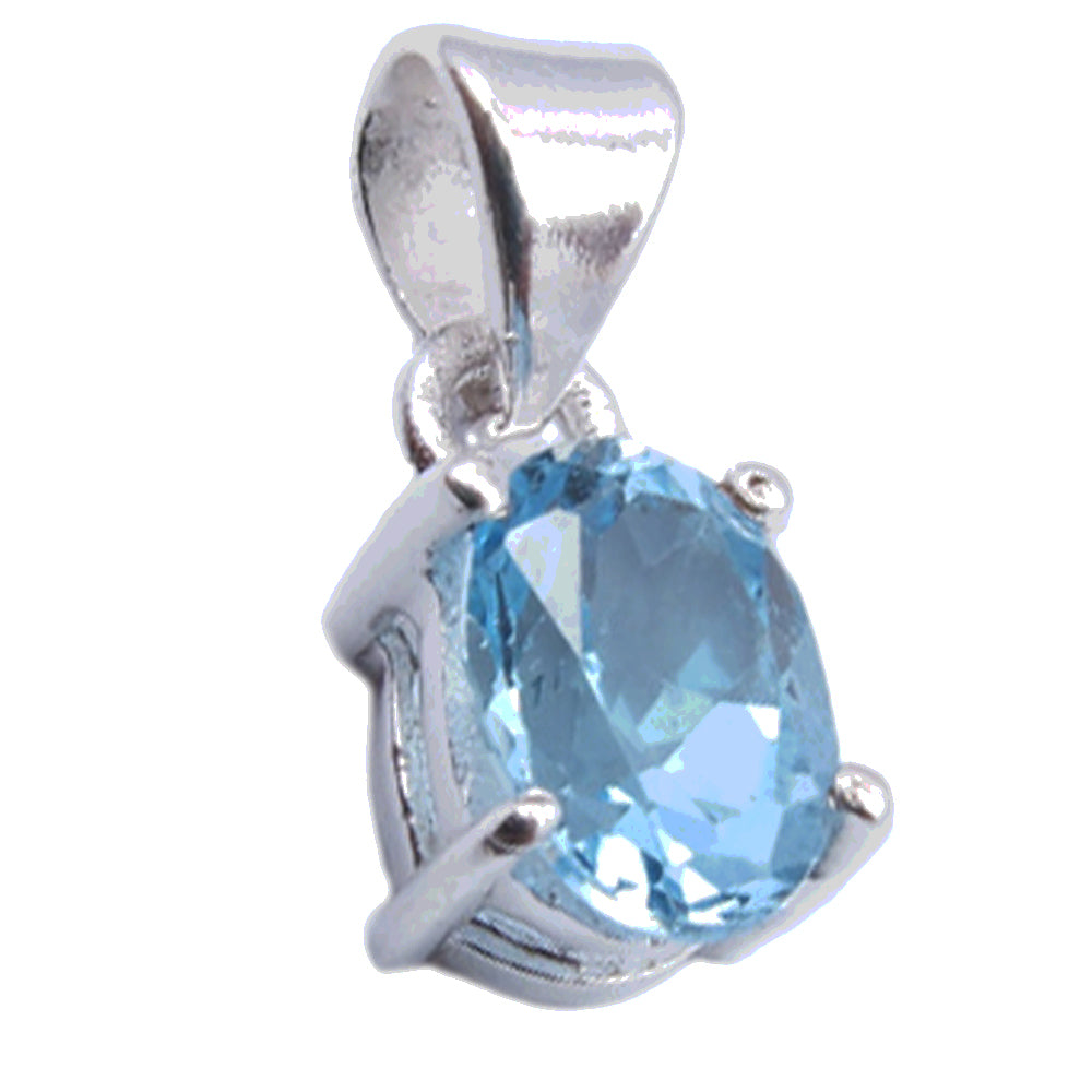 Pendentif topaze bleue en argent massif 925