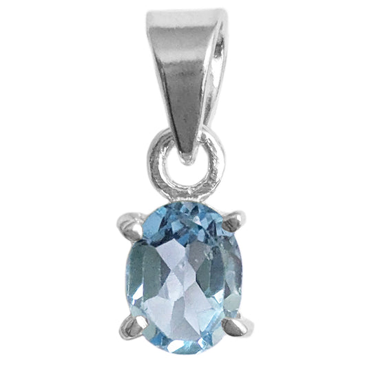 Pendentif topaze bleue en argent massif 925