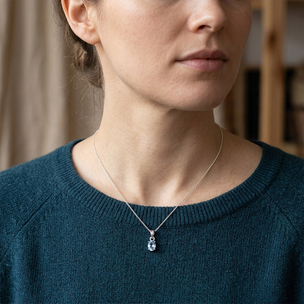 Pendentif topaze bleue en argent massif 925