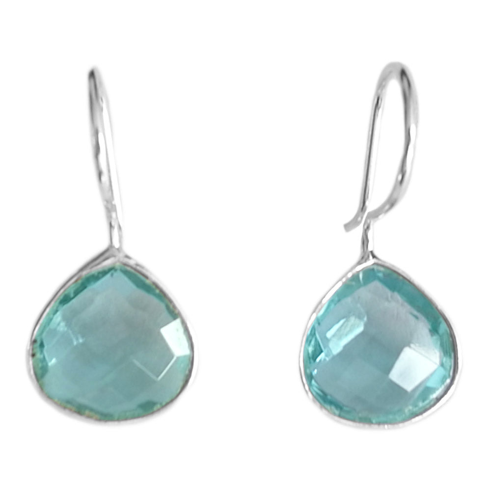 Boucles d’oreilles pendantes topaze bleue en argent massif 925