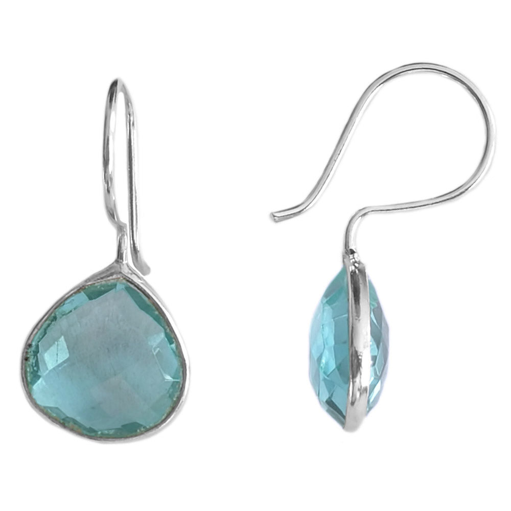 Boucles d’oreilles pendantes topaze bleue en argent massif 925