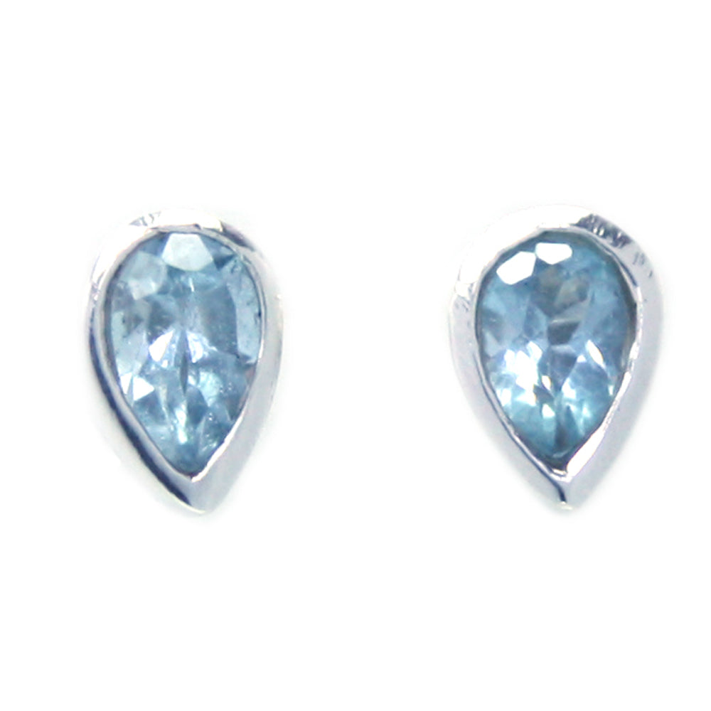 Blue topaz sterling silver ear studs