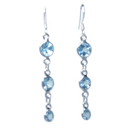 Boucles d’oreilles topaze bleue en argent massif 925