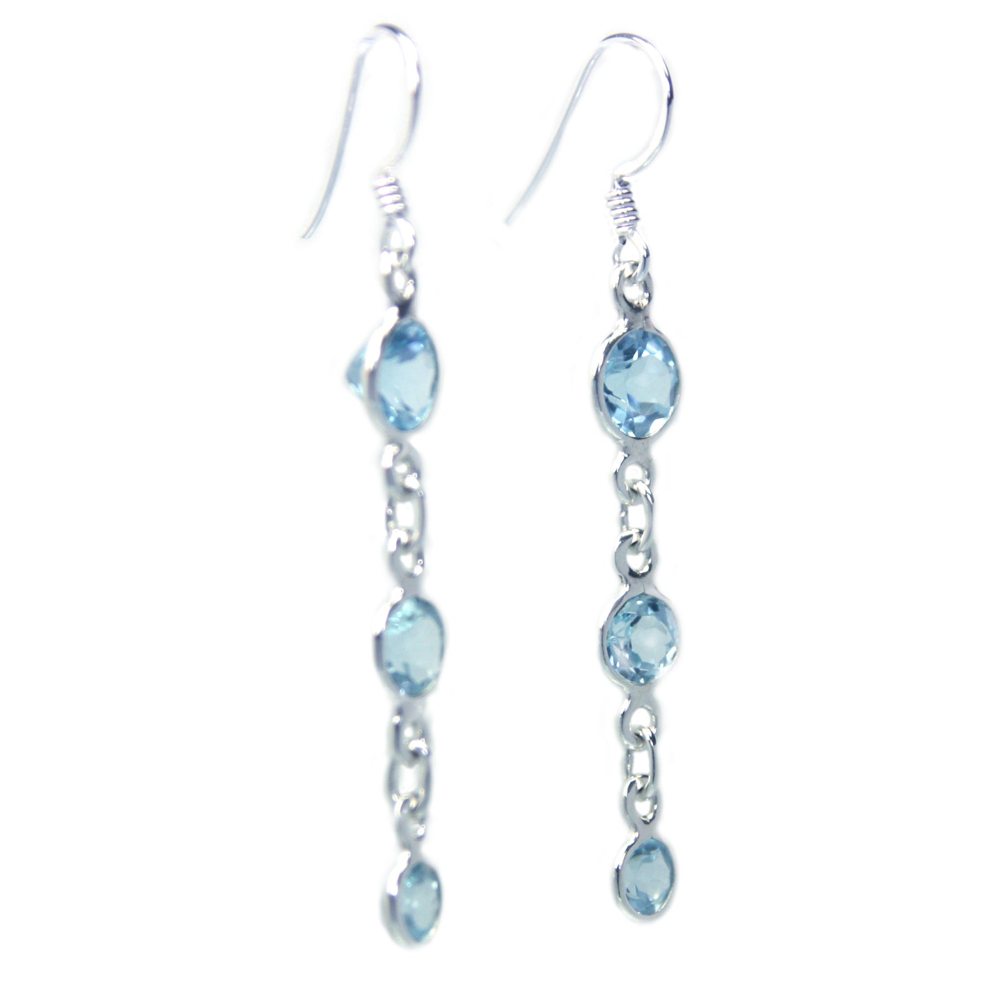 Boucles d’oreilles topaze bleue en argent massif 925