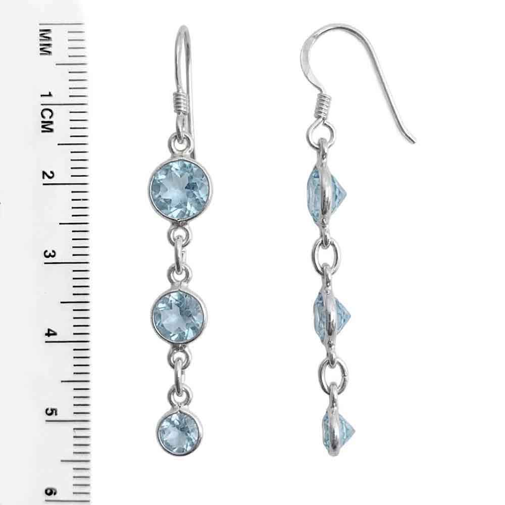 Boucles d’oreilles topaze bleue en argent massif 925