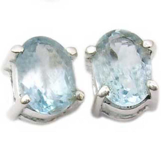 Blue topaz sterling silver ear studs