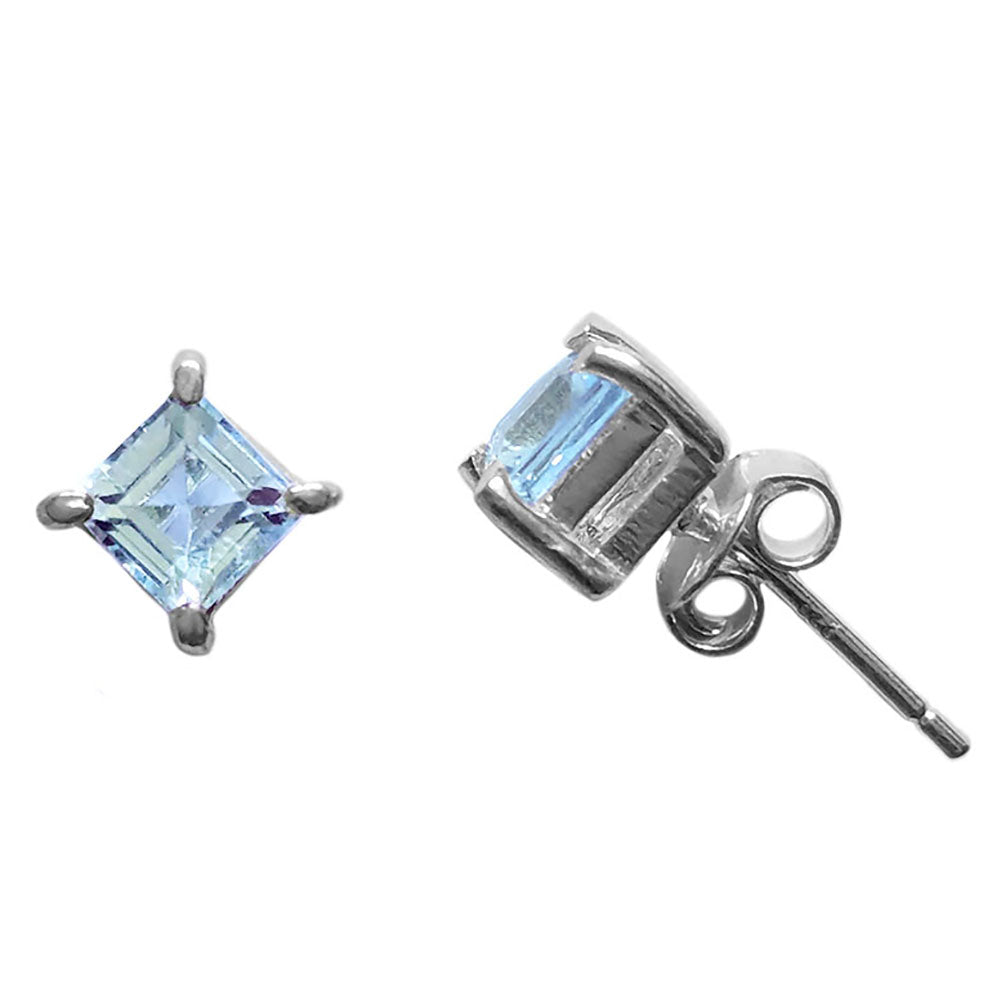Blue topaz sterling silver ear studs