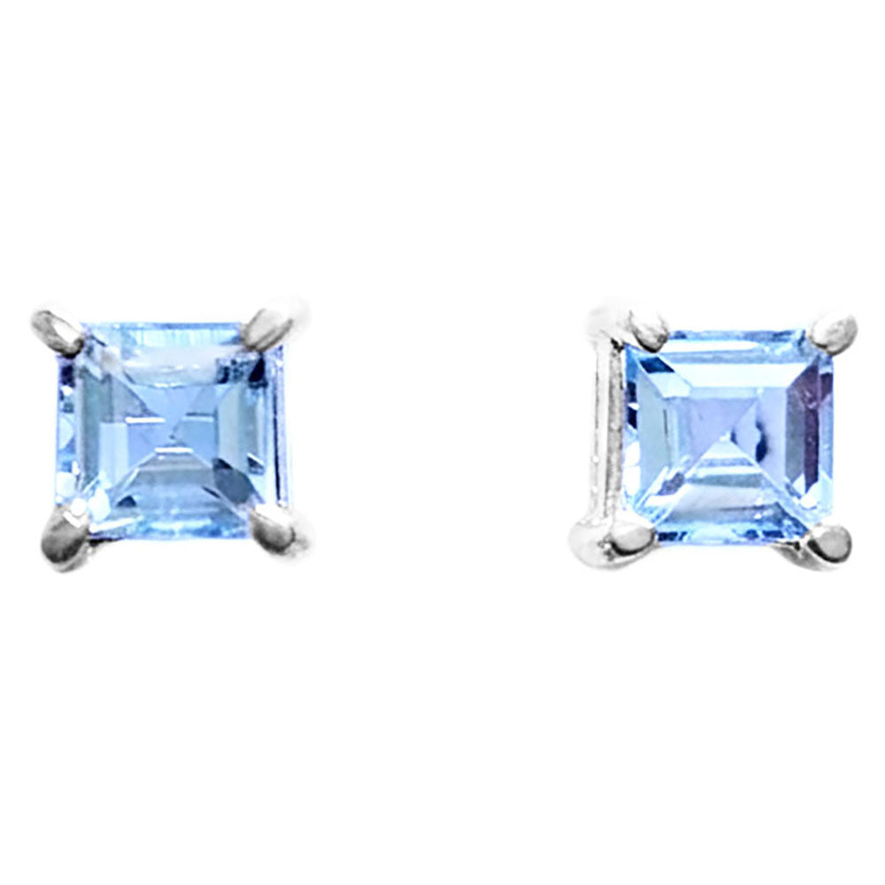 Blue topaz sterling silver ear studs