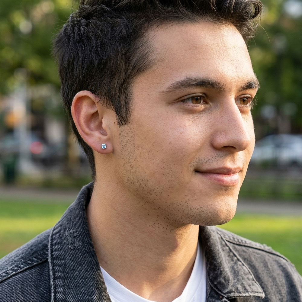 Blue topaz sterling silver ear studs