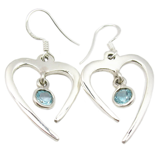 Boucles d’oreilles pendantes topaze bleue en argent massif 925