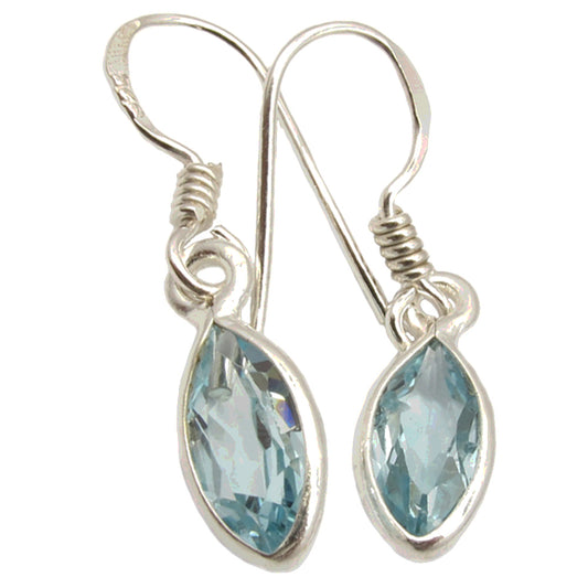 Boucles d’oreilles topaze bleue en argent massif 925