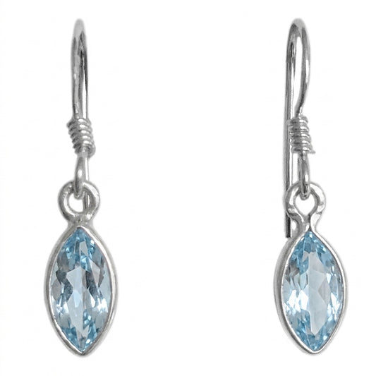 Boucles d’oreilles topaze bleue en argent massif 925