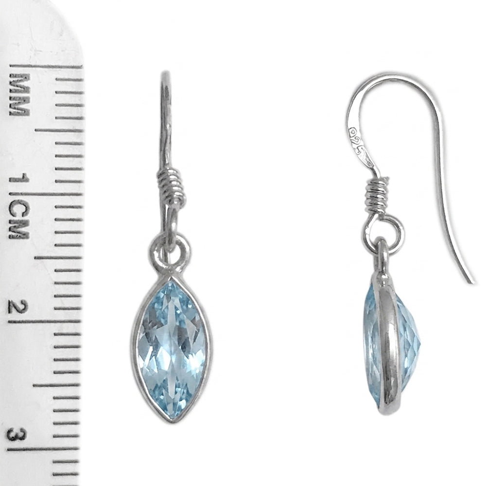 Boucles d’oreilles topaze bleue en argent massif 925