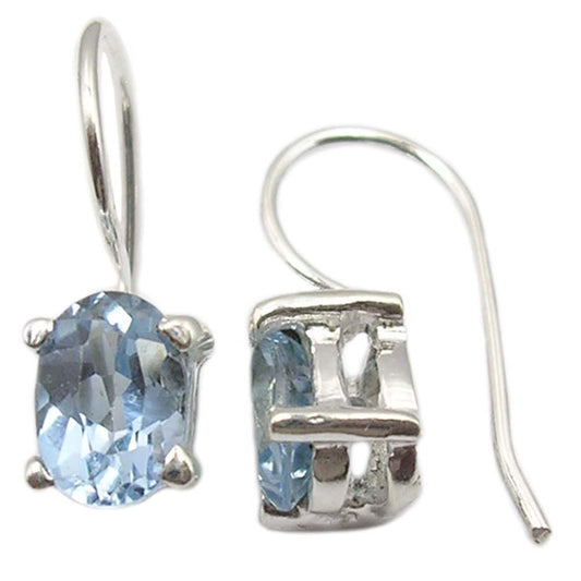 Boucles d’oreilles topaze bleue en argent massif 925