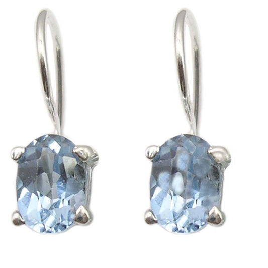 Boucles d’oreilles topaze bleue en argent massif 925