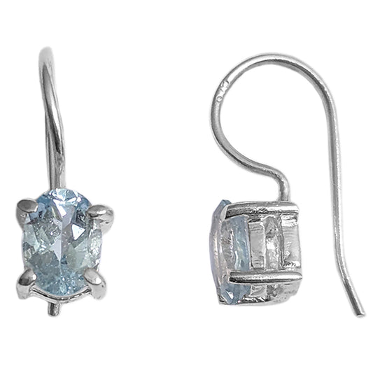 Boucles d’oreilles topaze bleue en argent massif 925