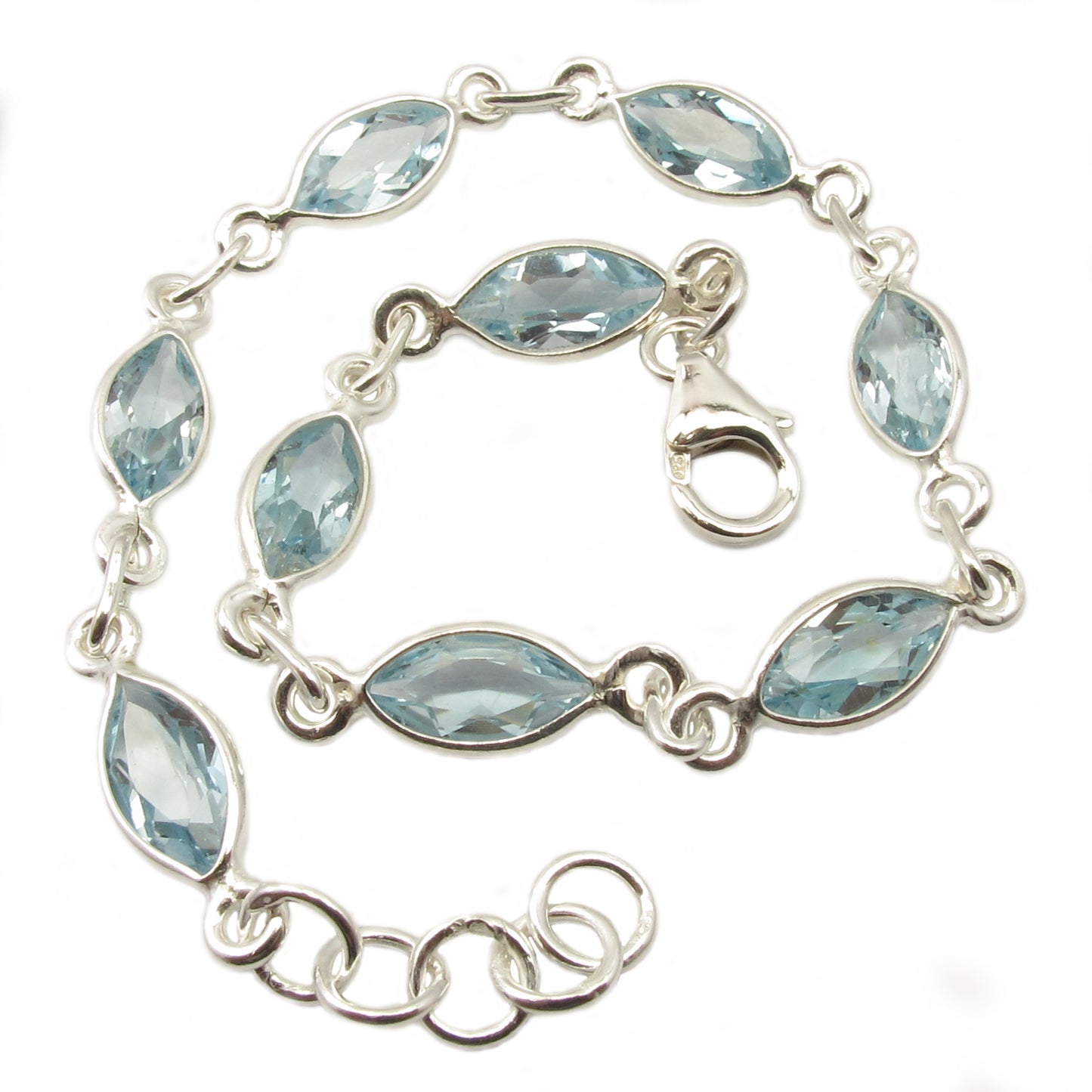 Bracelet topaze bleue en argent massif 925