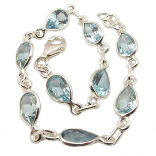 Bracelet topaze bleue en argent massif 925