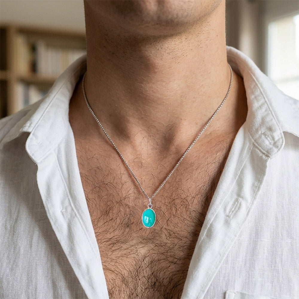 Pendentif turquoise en argent massif 925