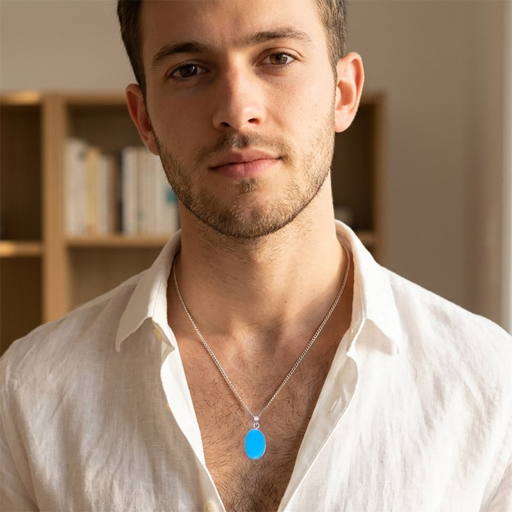Pendentif turquoise en argent massif 925