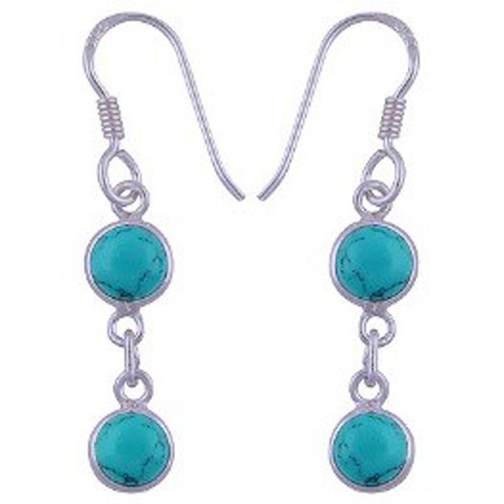 Boucles d’oreilles pendantes turquoise en argent massif 925