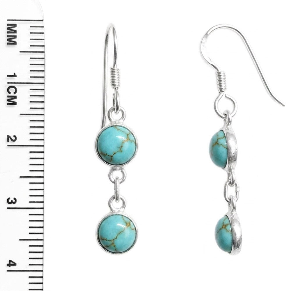 Boucles d’oreilles pendantes turquoise en argent massif 925