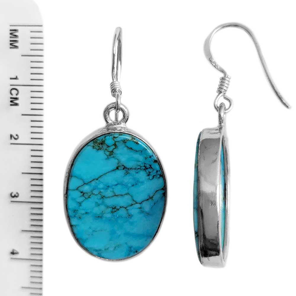 Boucles d’oreilles pendantes turquoise en argent massif 925