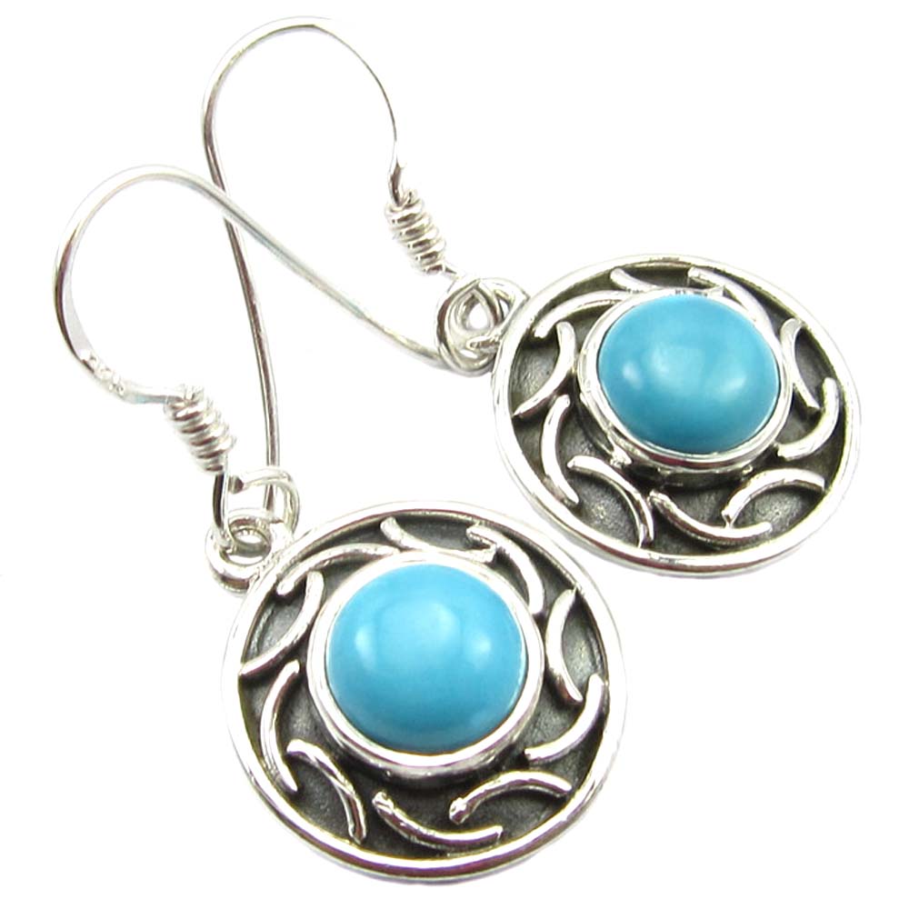 Boucles d’oreilles turquoise en argent massif 925