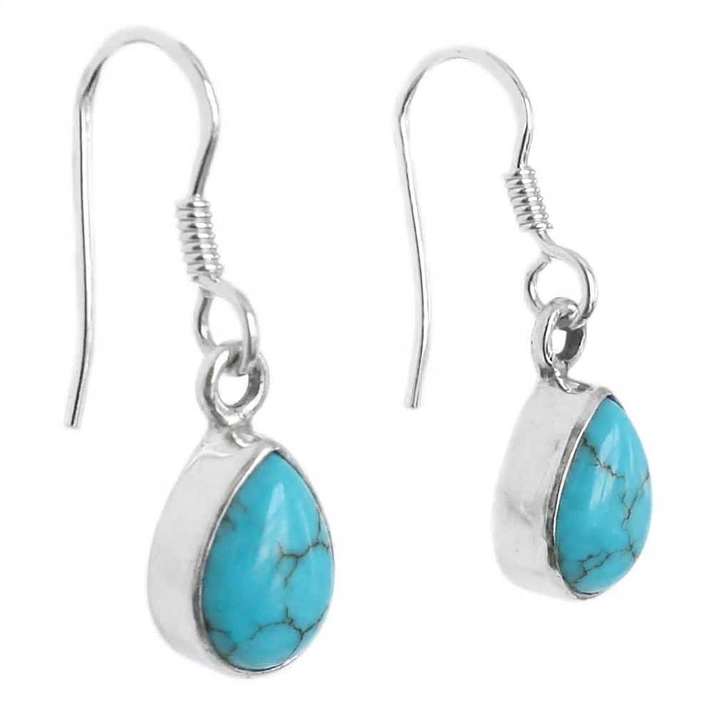 Boucles d’oreilles turquoise en argent massif 925